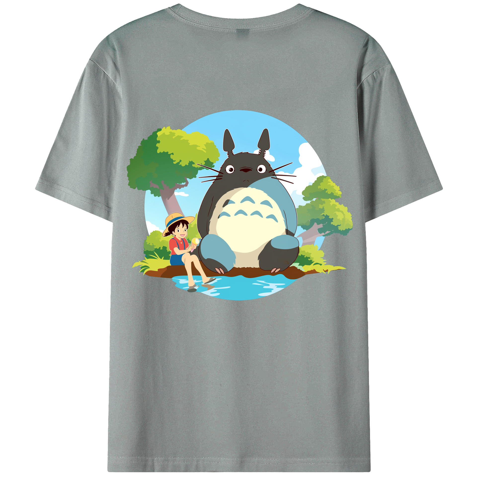 （画像用） となりのトトロ 草壁メイ 草壁サツキ My Neighbor Totoro Satsuki Kusakabe Mei Kusakabe 綿100％ メンズ半袖Tシャツ（バックプリント） 通気性